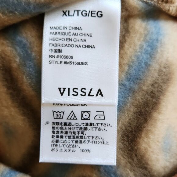 NWT Vissla Men's Descanso Eco Hooded Popover Fleece, Tan Geometric, Size XL - Picture 6 of 10